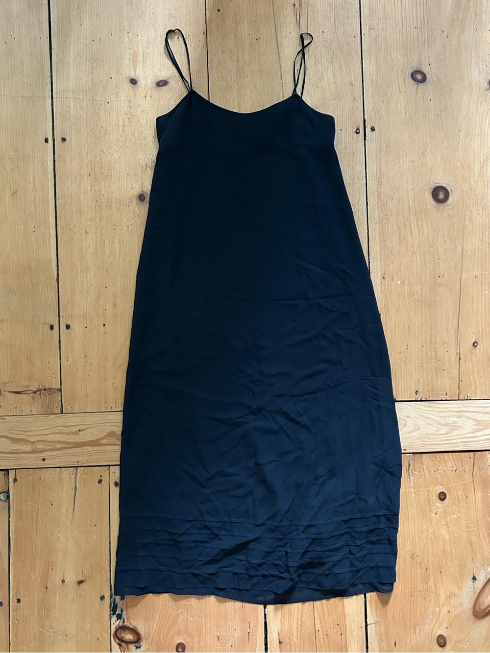 Vintage Armani Exchange Black Slip Midi Dress with Spaghetti Straps